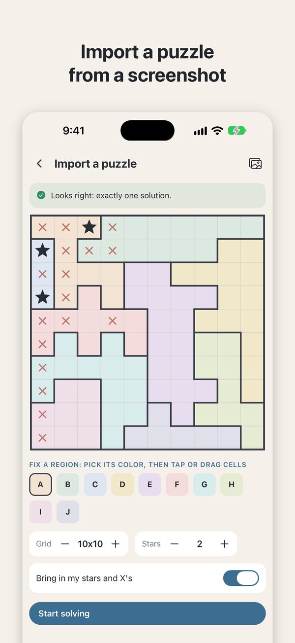 Import a puzzle from a screenshot